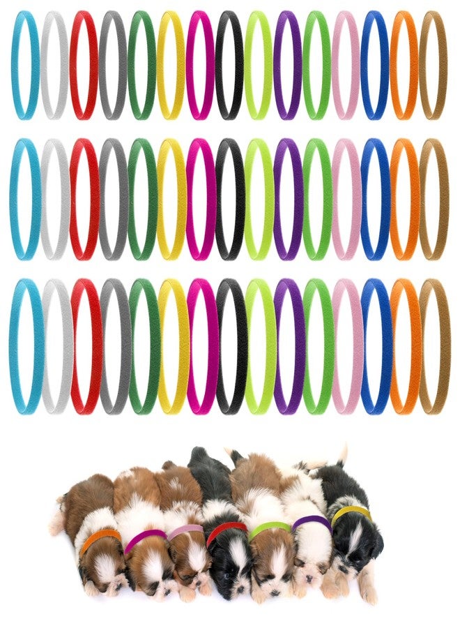 Zelphvt 45 Pcs Puppy Whelping Collars, Puppy Collar Double-Sided Adjustable ID Bands Newborn Pet Collars for Litter Newborn Pet Dog Cat 15 Colors - Image 1